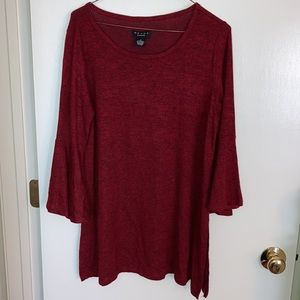 Grace, Size M. Maroon with Black top. Bell sleeves